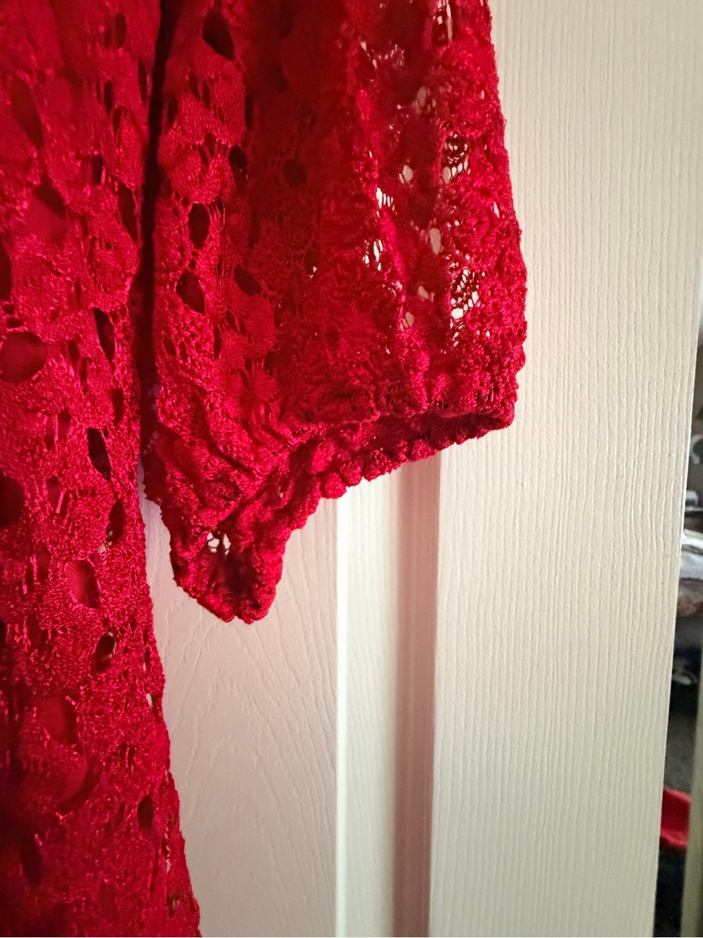 Dress Barn Red Crochet Lace Scoop Neck Blouse - Picture 6 of 7